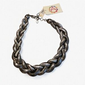 Chunky Silver Braided Necklace
